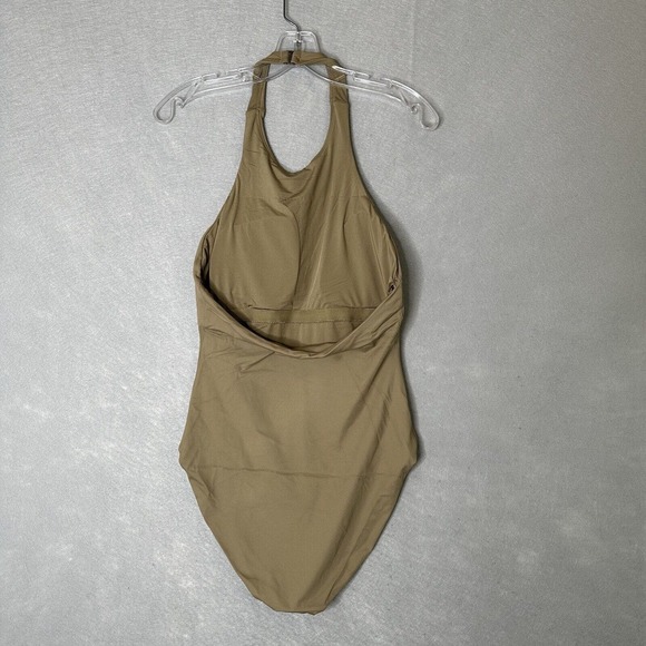 NWT Andie | The Luzon One Piece Swimsuit Large Olive Halter High Back - Picture 4 of 10